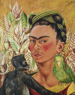 Autorretrato con chango y loro