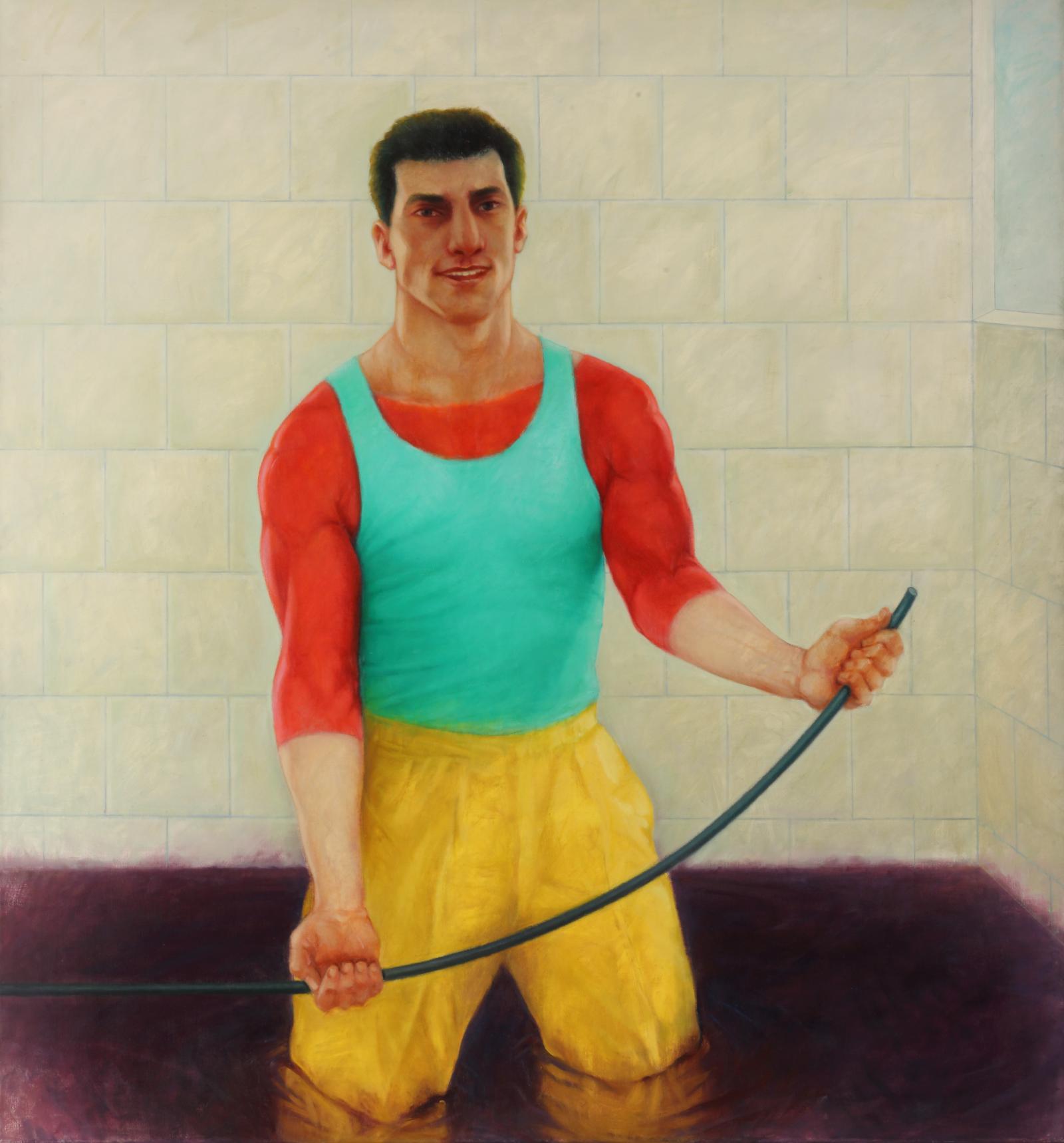 Hombre con pantal&oacute;n amarillo