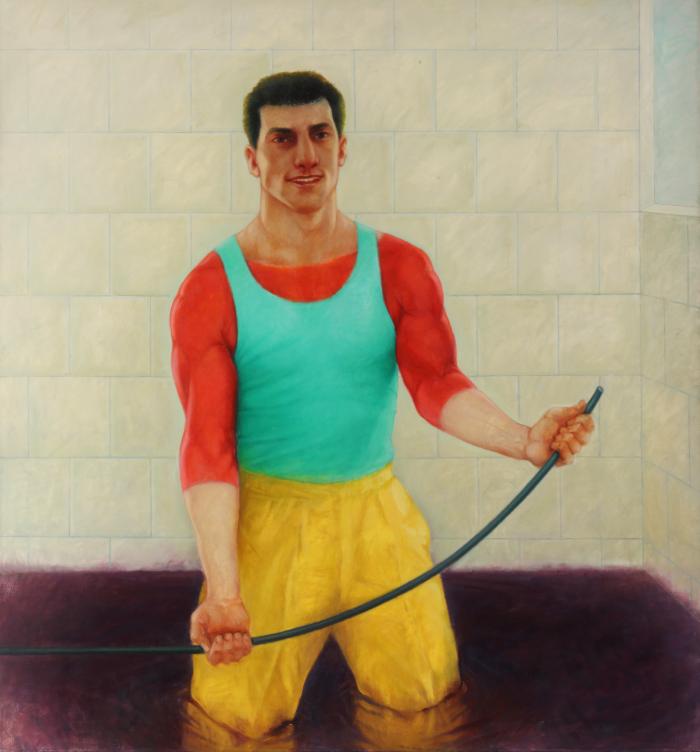 Hombre con pantal&oacute;n amarillo