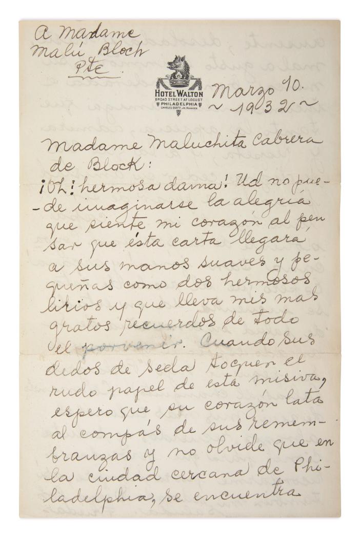 Carta a Malu Cabrera de Block