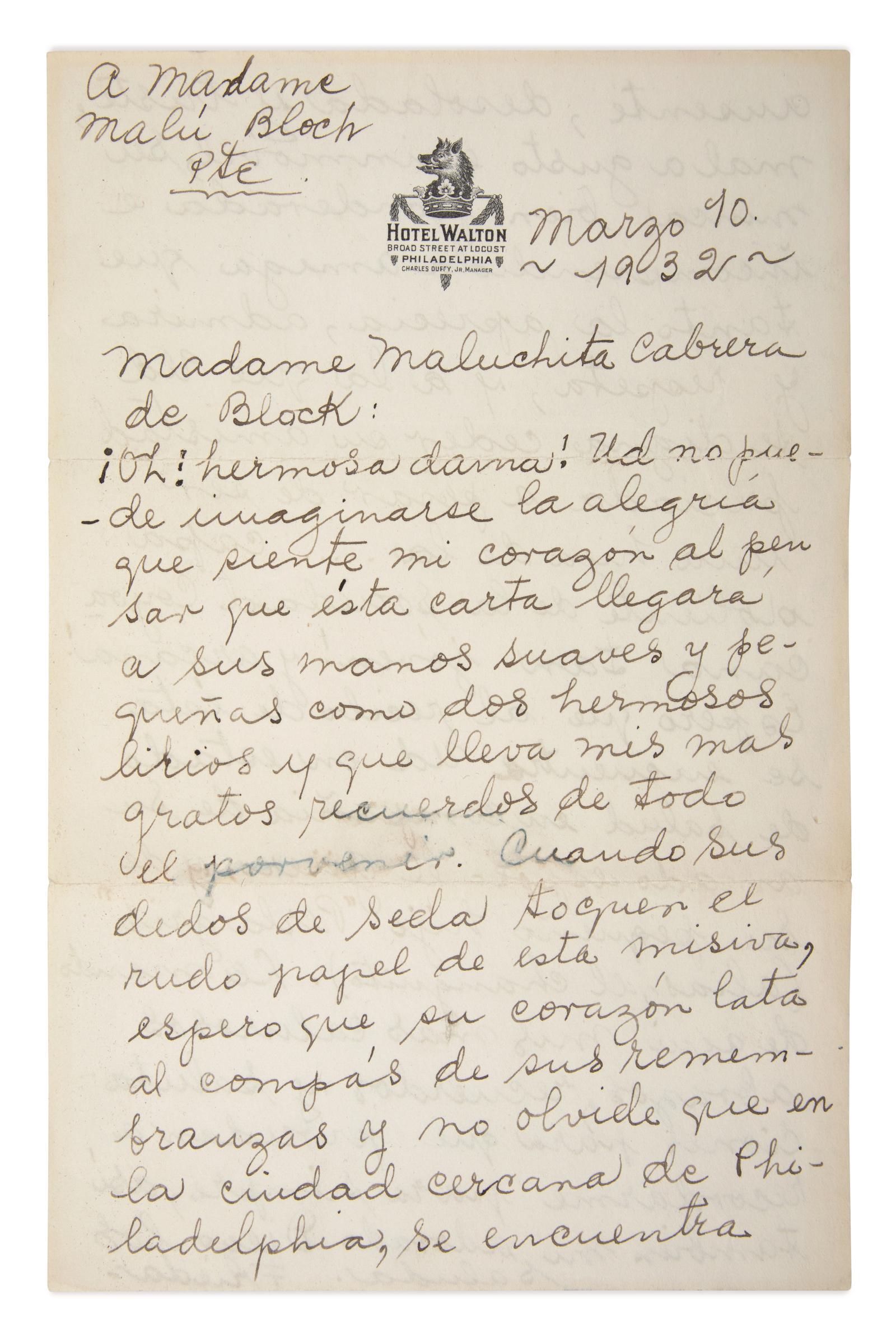Carta a Malu Cabrera de Block